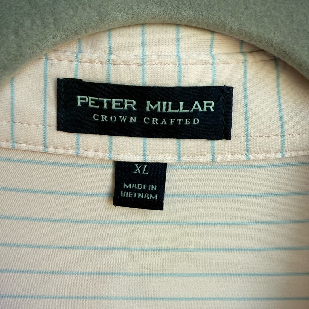 Peter Millar Men's Light Pink Striped Polo Shirt - Excellent Condition - Picture 3 of 7